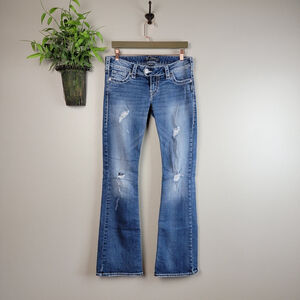 Silver Tuesday Bootcut Distressed Medium Wash Low Rise Ripped Boot Jeans 29